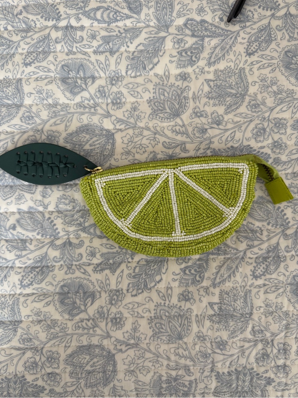 Beaded Lime Slice Change Purse